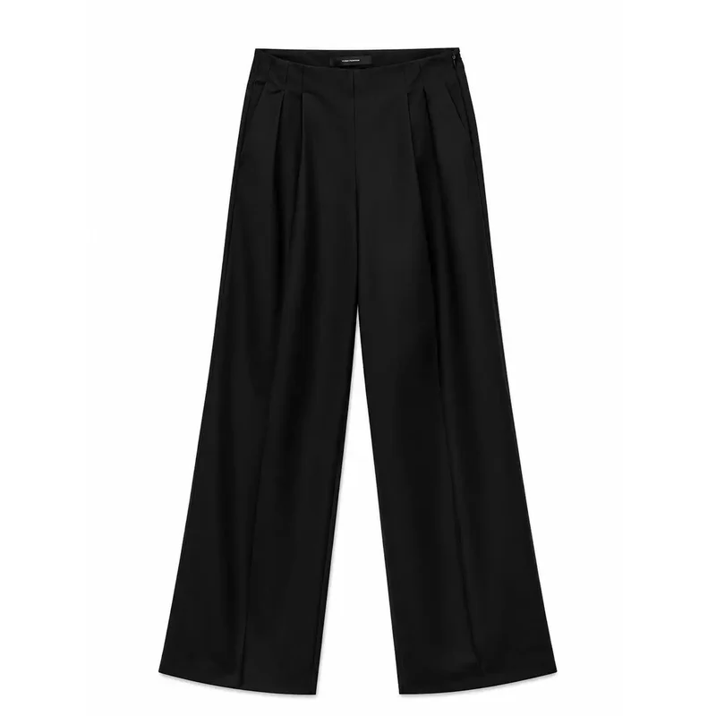 Pantalon à fermeture éclair noir pour femmes Vero Moda en polyester et viscose