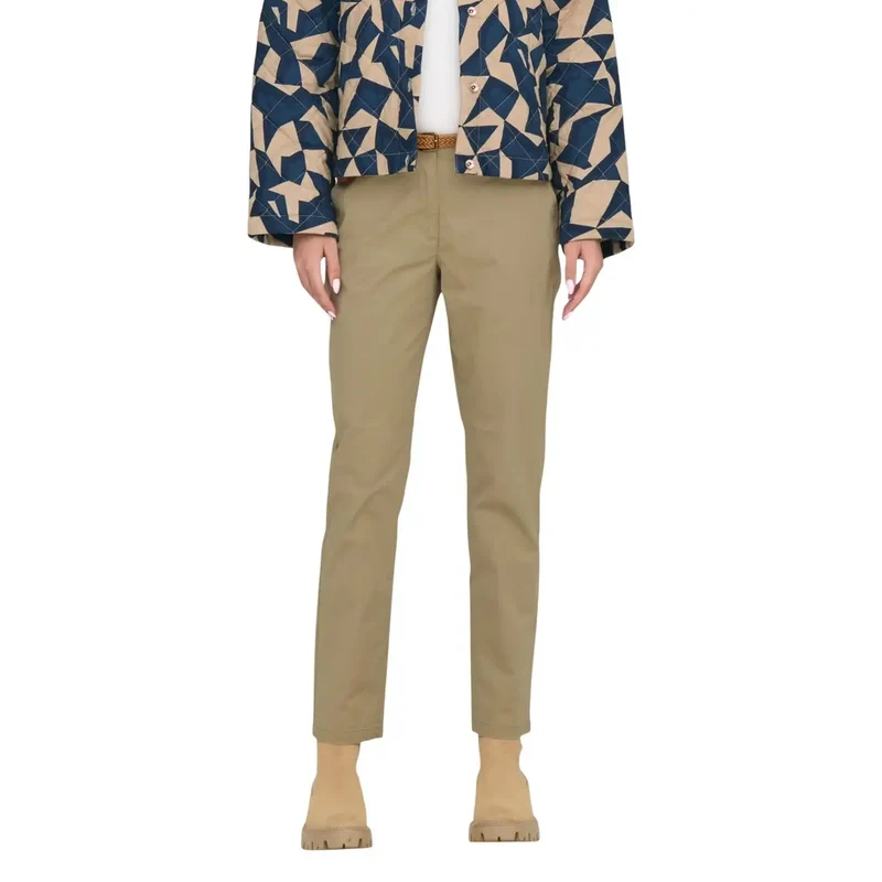 Pantalon ceinturé en coton chino bleu pour femmes Jacqueline De Yong