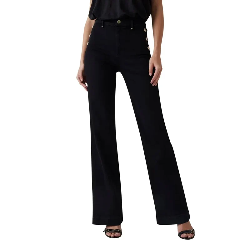 Devinez Femmes Nouveau Faye Pantalon Noir Coton Pantalon