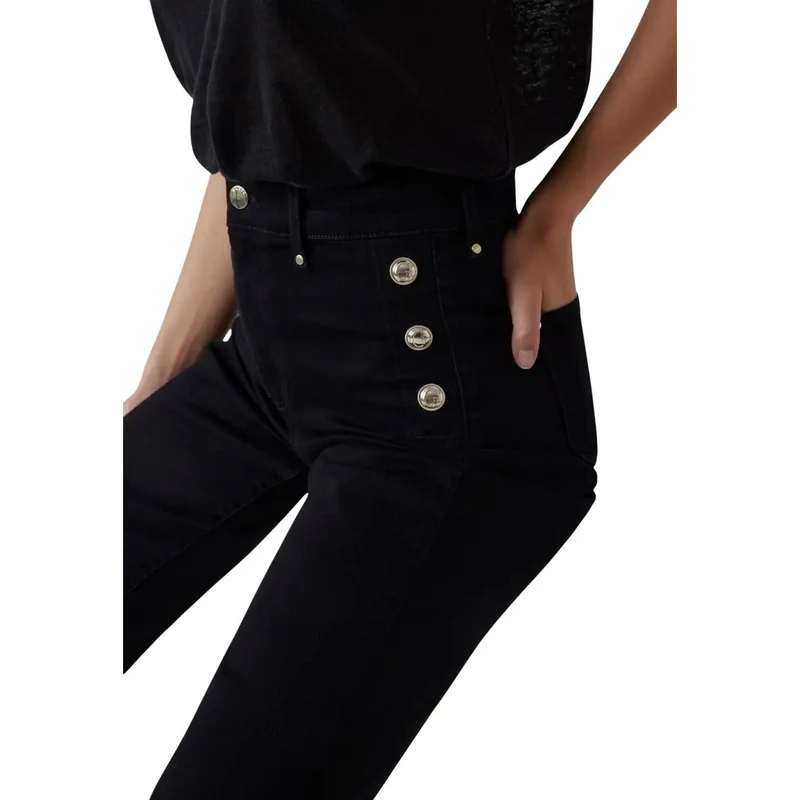 Devinez Femmes Nouveau Faye Pantalon Noir Coton Pantalon
