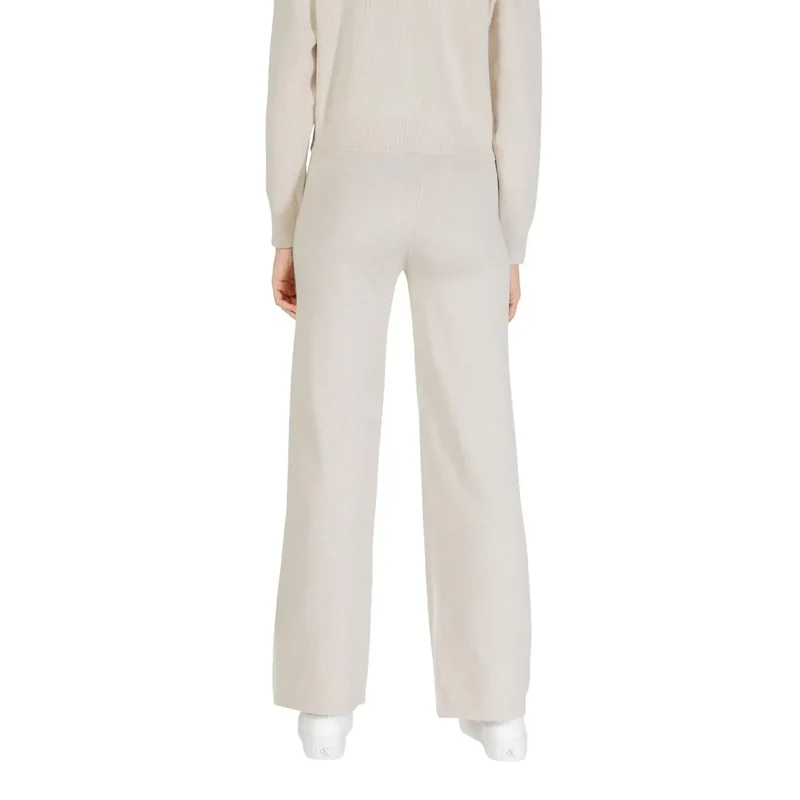 Pantalons en maille beige pour femmes, mélange de viscose, automne-hiver