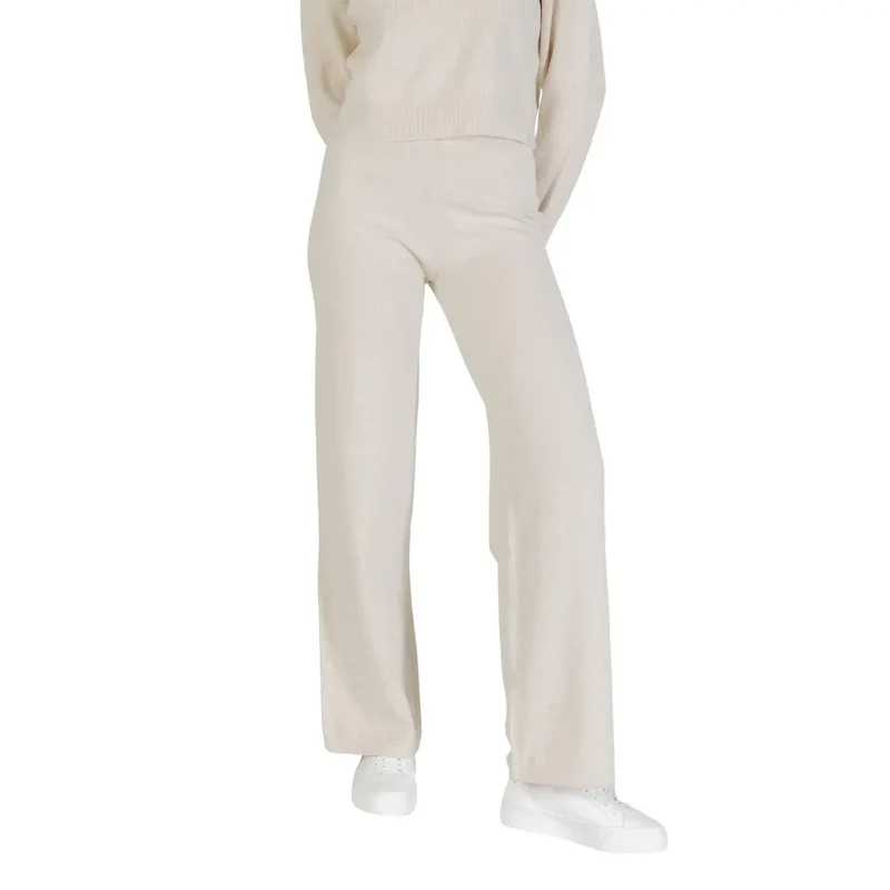 Pantalons en maille beige pour femmes, mélange de viscose, automne-hiver