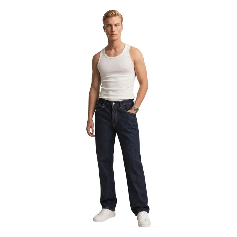 Jean pour homme Levi's, bleu, classique, coton, fermeture éclair et boutons