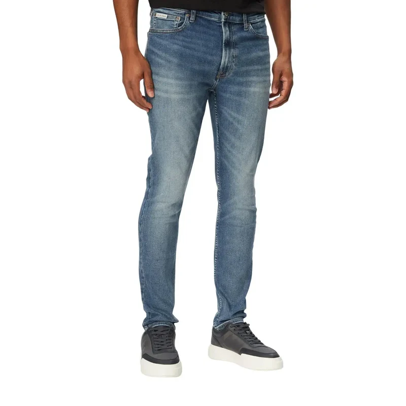 Jeans Calvin Klein pour hommes, jeans en denim bleu extensible, mélange de coton