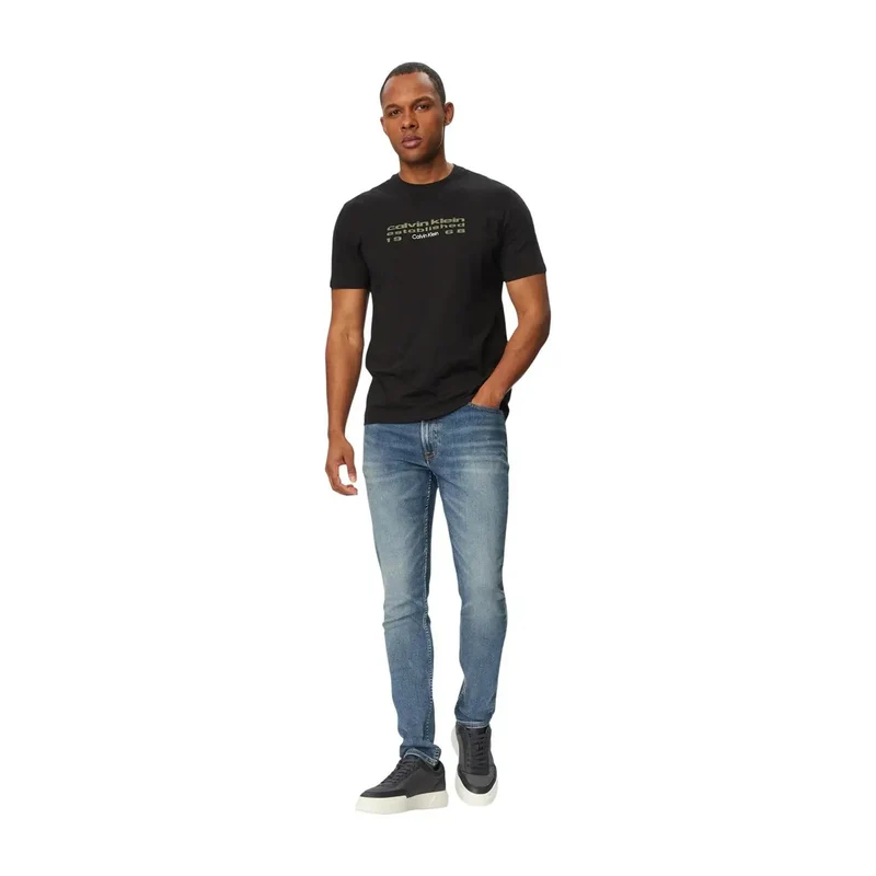 Jeans Calvin Klein pour hommes, jeans en denim bleu extensible, mélange de coton