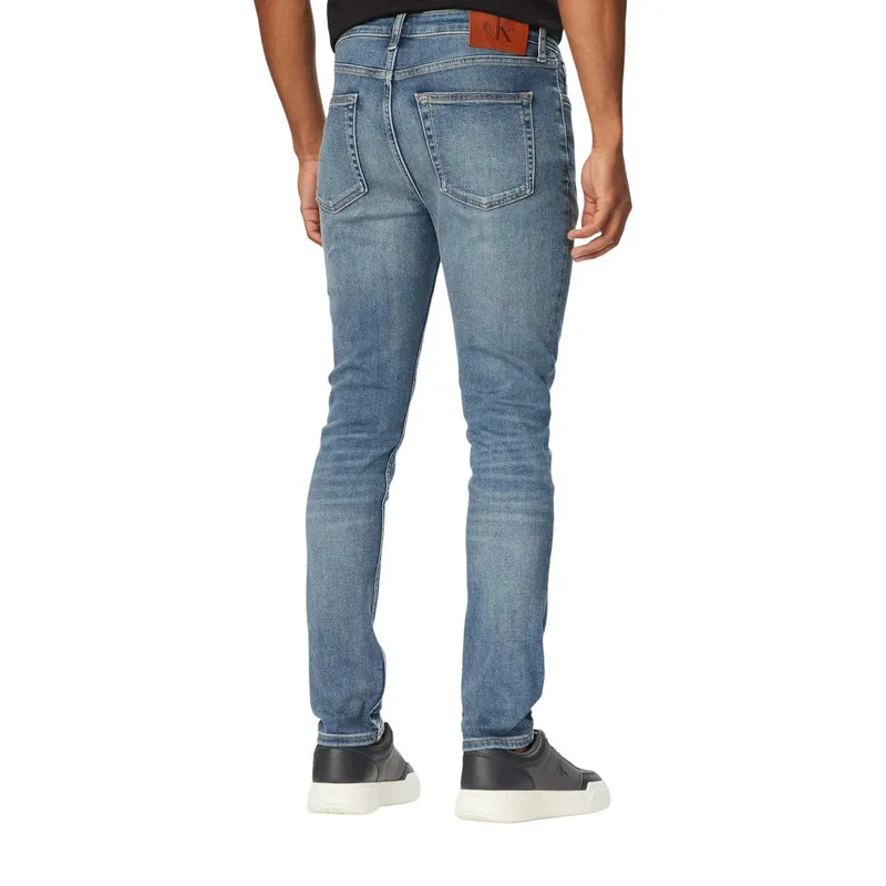 Jeans Calvin Klein pour hommes, jeans en denim bleu extensible, mélange de coton