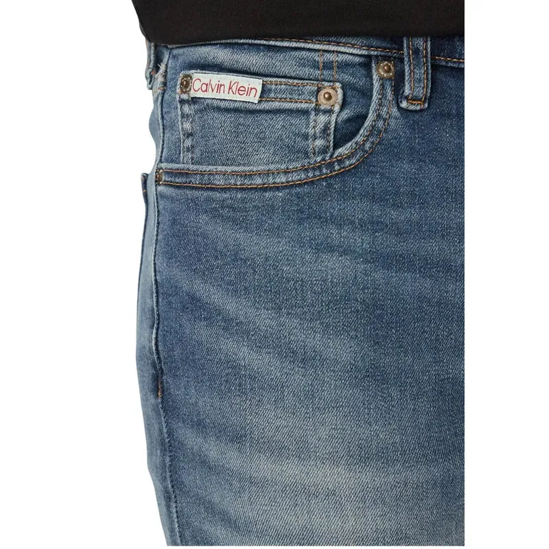 Jeans Calvin Klein pour hommes, jeans en denim bleu extensible, mélange de coton