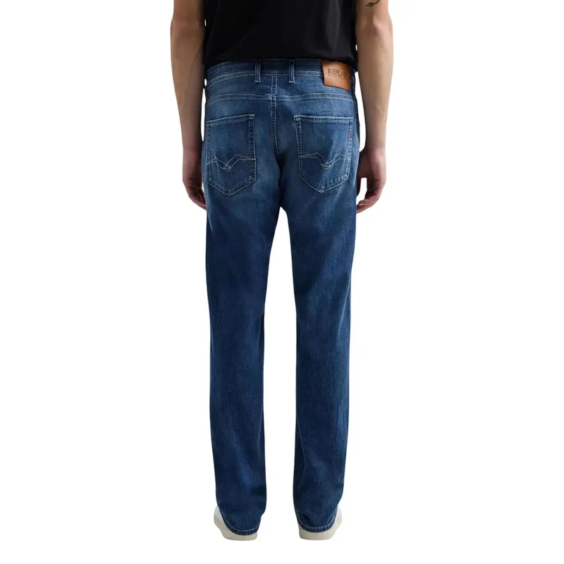 Jean droit pour homme Replay, en denim stretch bleu