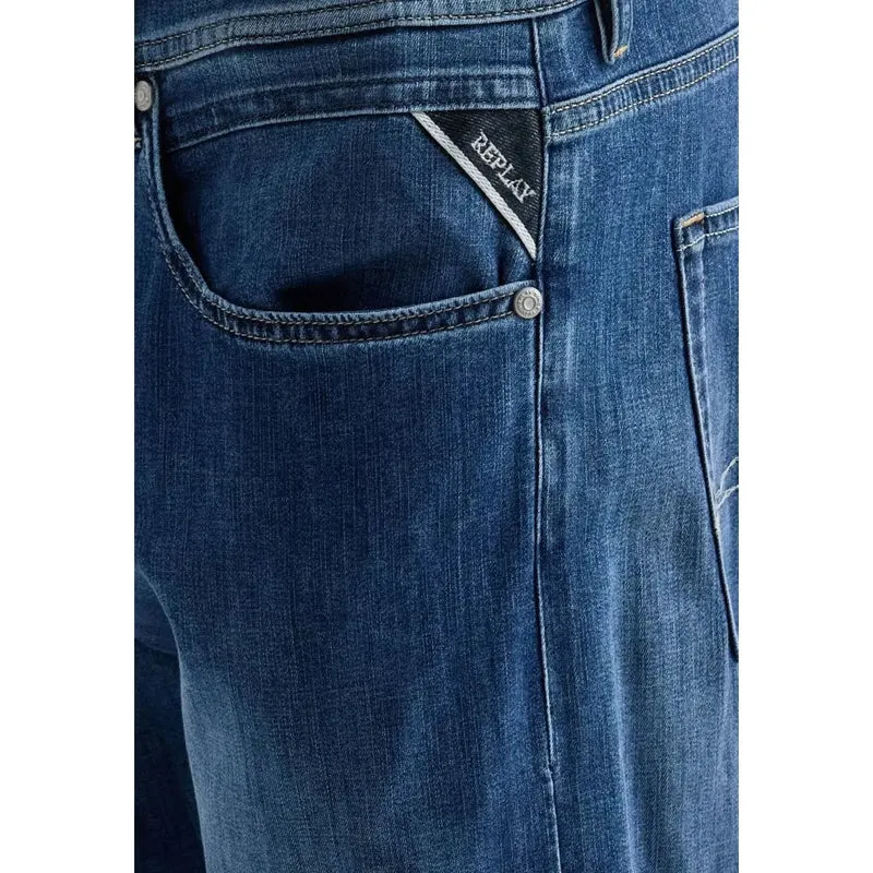 Jean droit pour homme Replay, en denim stretch bleu