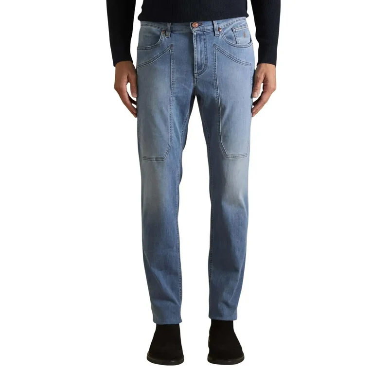 Jeckerson Jeans pour hommes en denim de coton biologique bleu clair JUPPA077