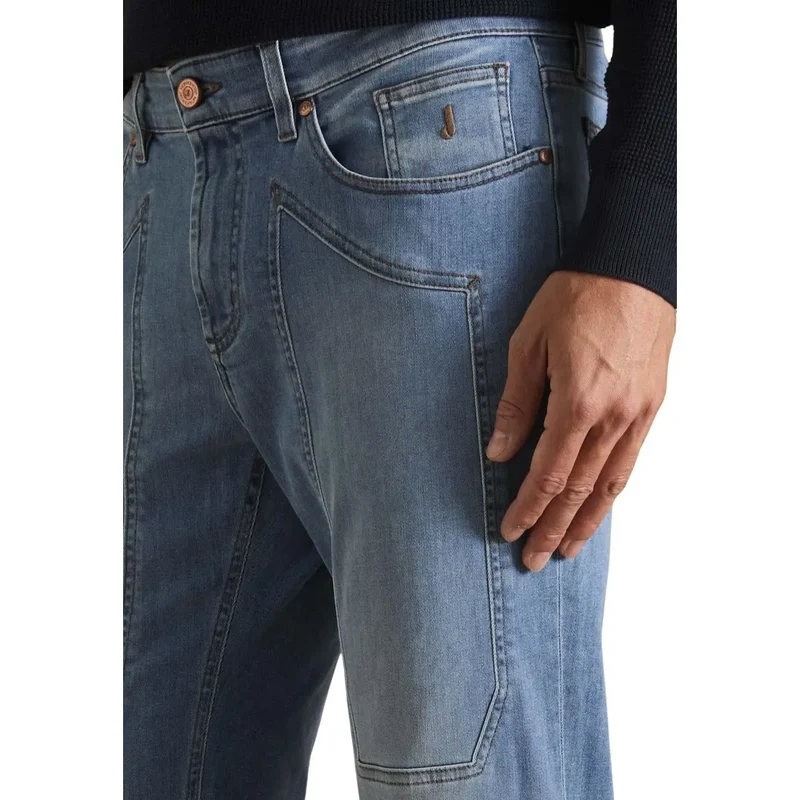 Jeckerson Jeans pour hommes en denim de coton biologique bleu clair JUPPA077