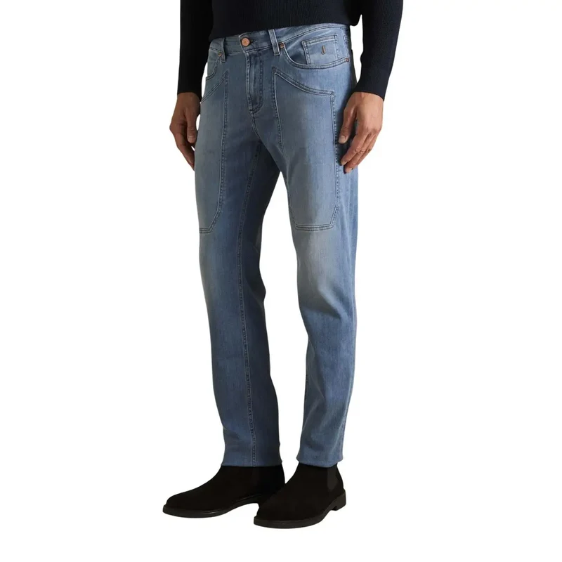 Jeckerson Jeans pour hommes en denim de coton biologique bleu clair JUPPA077