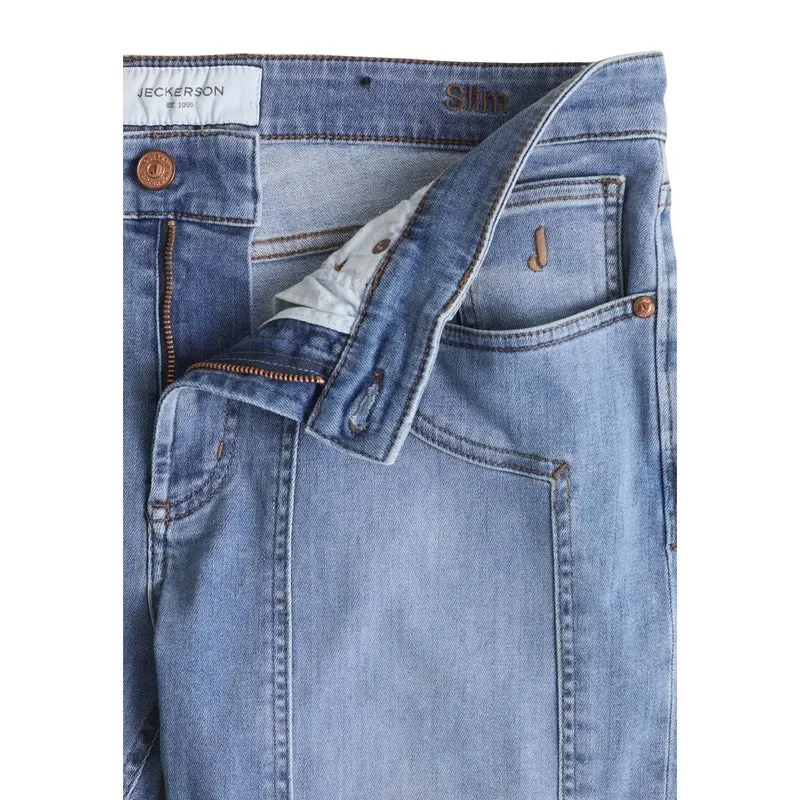 Jeckerson Jeans pour hommes en denim de coton biologique bleu clair JUPPA077