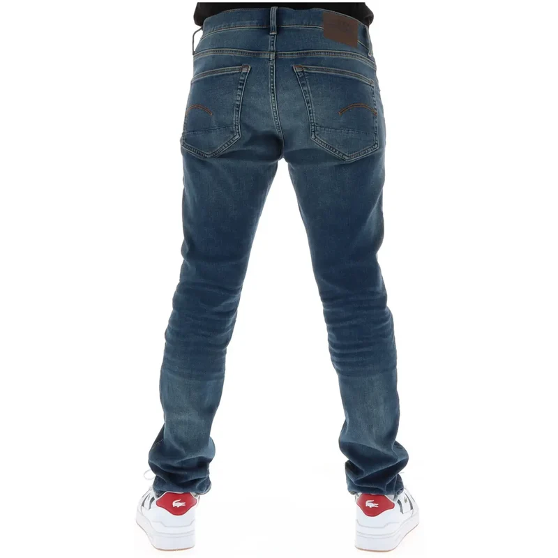 Jeans pour hommes G-star, bleu, à fermeture éclair boutonnée, en coton extensible 51001
