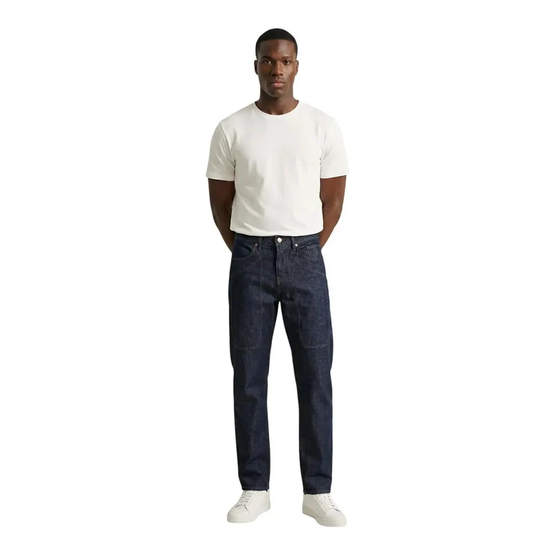 Jeckerson Jean pour hommes bleu en coton biologique à fermeture éclair et boutons JUPPA077