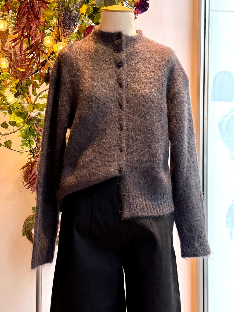 cardigan en mohair à motif loup