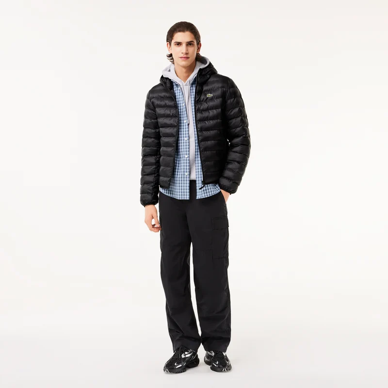 Doudoune à capuche Lacoste noire