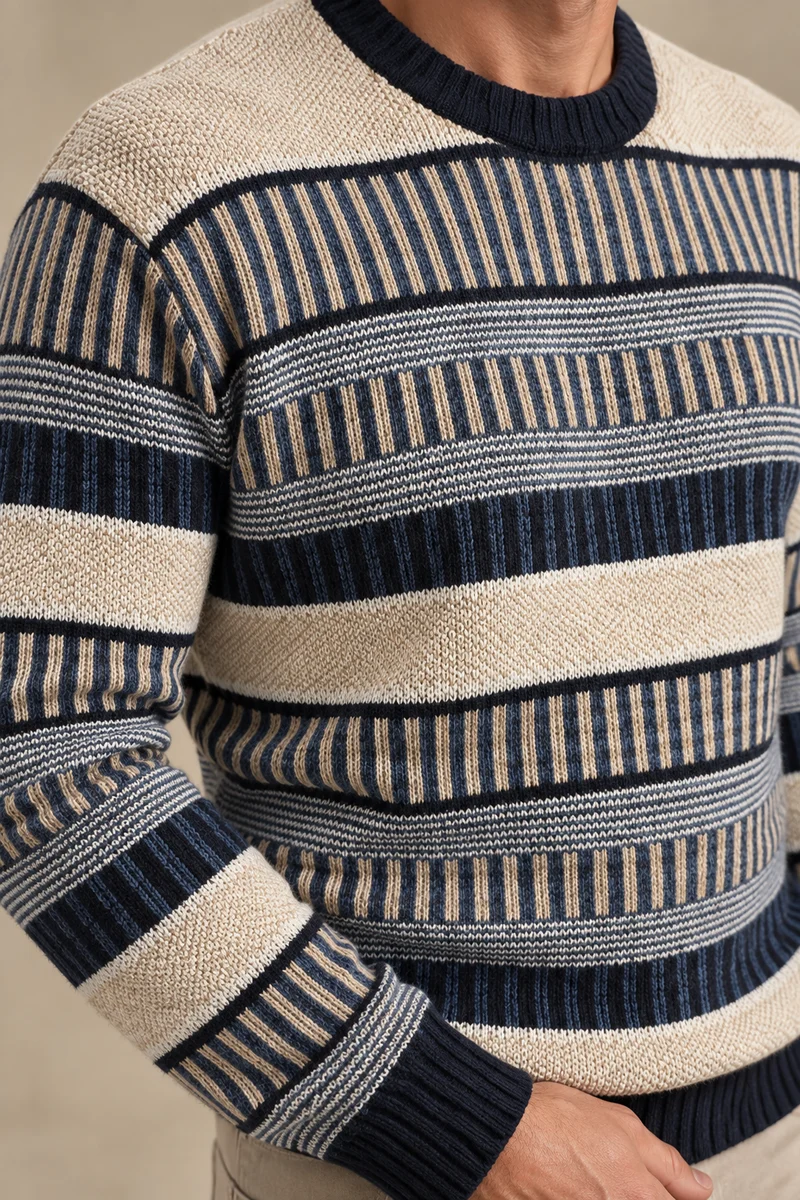 Le chandail en tricot léger à rarures