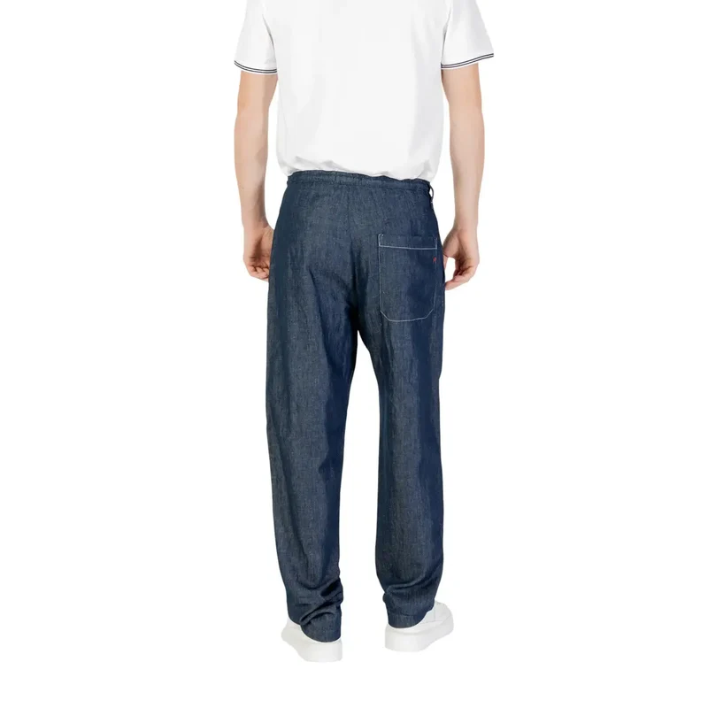 Pantalon à cordon en denim bleu foncé pour hommes