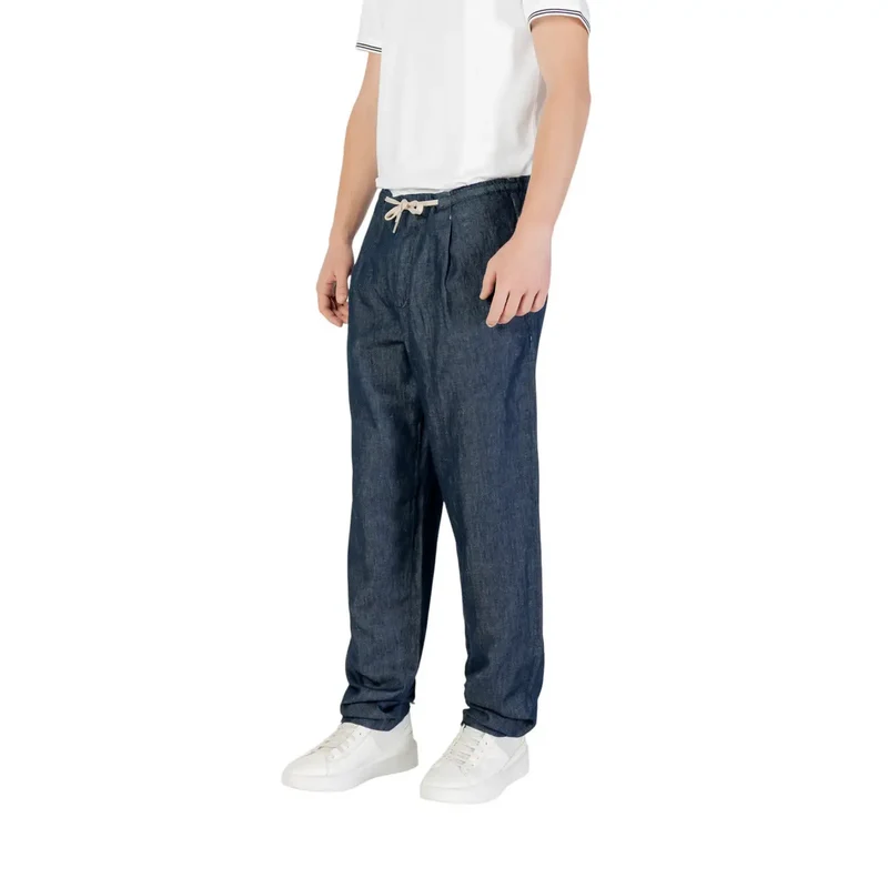 Pantalon à cordon en denim bleu foncé pour hommes