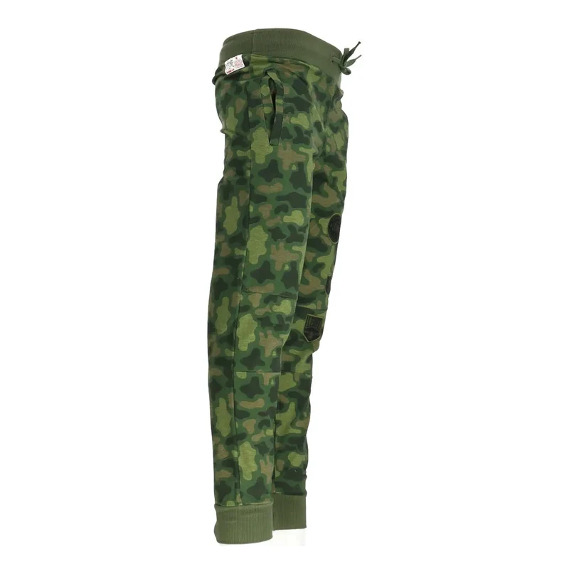 Pantalon de survêtement à motifs camouflage avec écussons