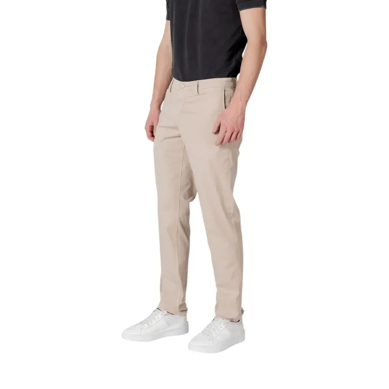 Replay Hommes Pantalon beige avec fermeture à glissière et boutons