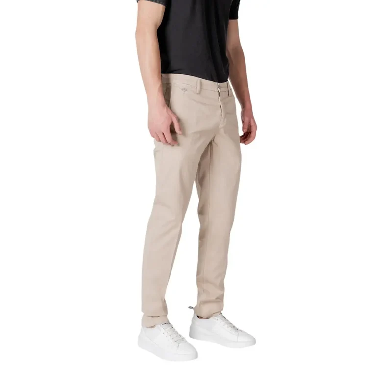 Replay Hommes Pantalon beige avec fermeture à glissière et boutons