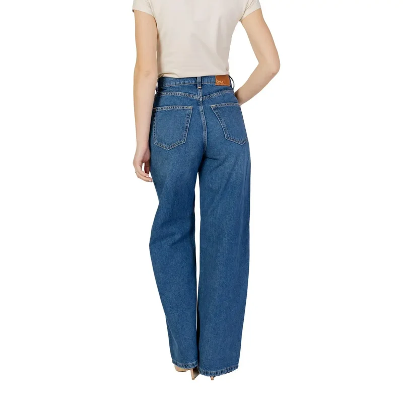 Jeans en coton uni bleu pour femmes