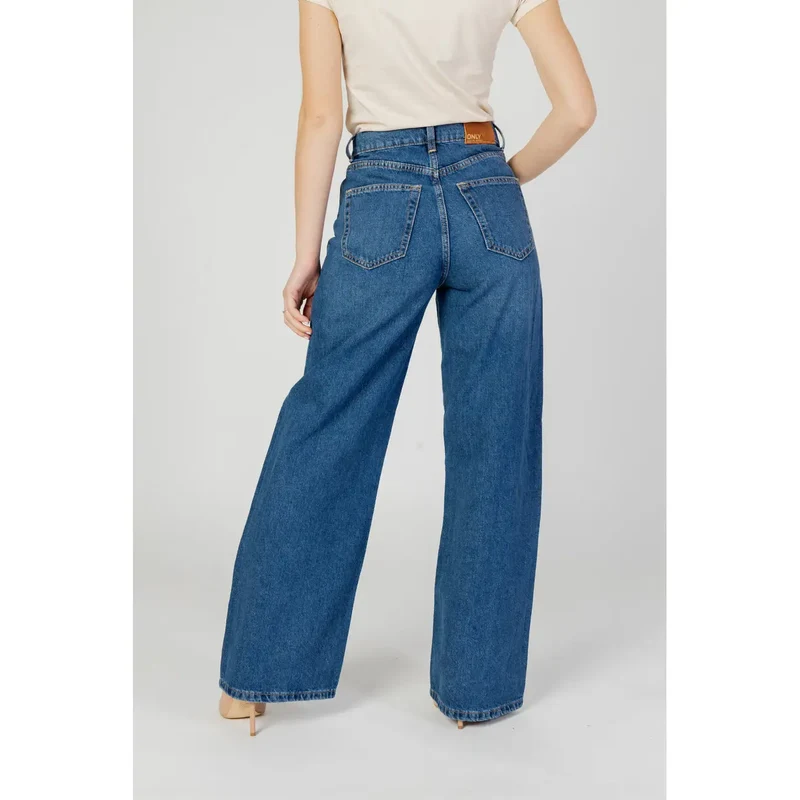 Jeans en coton uni bleu pour femmes