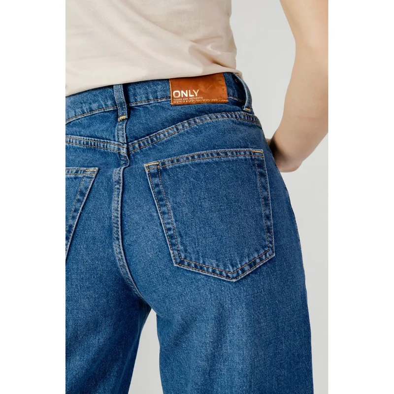 Jeans en coton uni bleu pour femmes