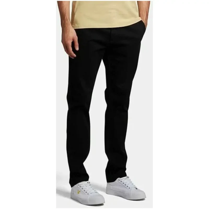 Lyle & Scott Hommes Pantalon noir en coton mélangé