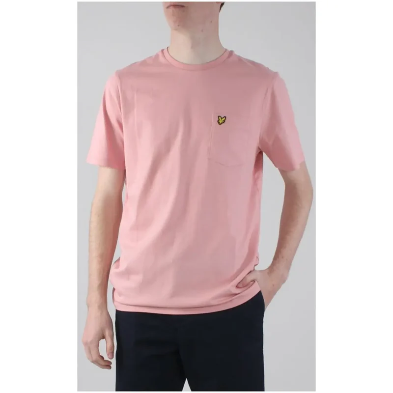 Lyle & Scott Hommes - T-shirt imprimé rose avec poches avant