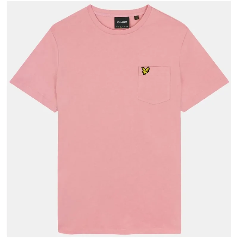 Lyle & Scott Hommes - T-shirt imprimé rose avec poches avant