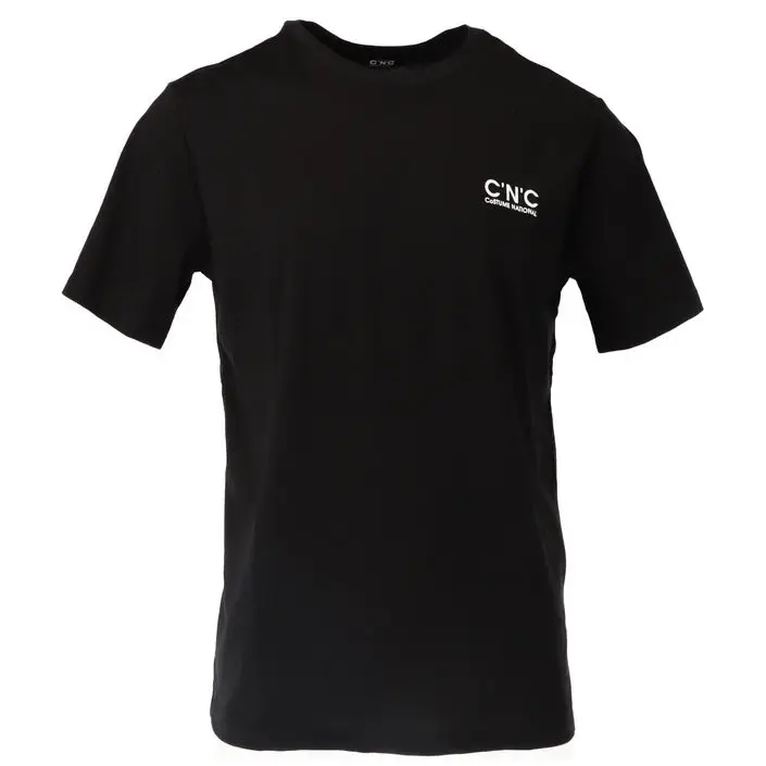 CNC Costume National T-shirt en coton imprimé noir pour hommes
