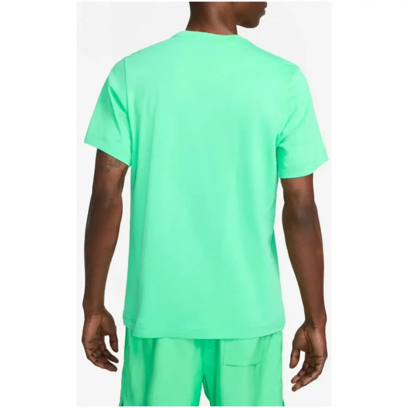 Nike Hommes - T-shirt en coton à manches courtes imprimé vert