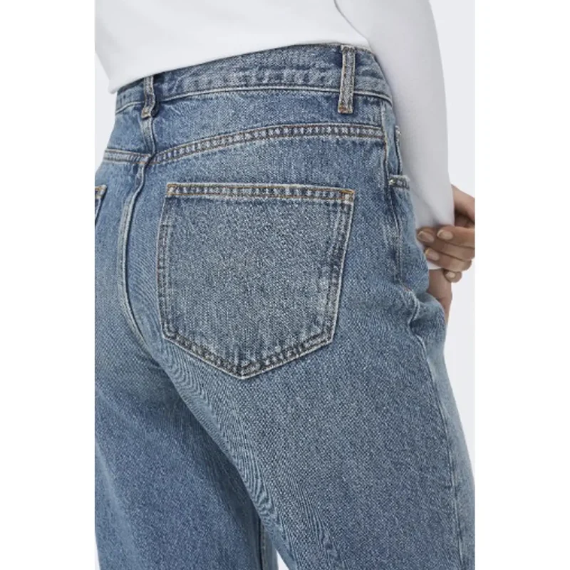 Jeans bleus 100% coton avec poches pour femmes
