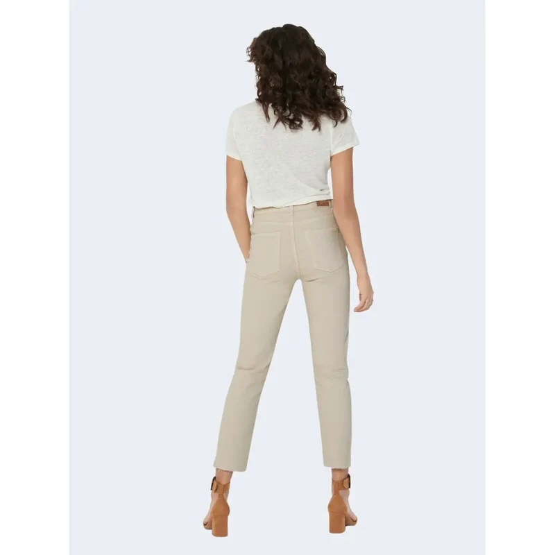 Jeans beige à poches pour femmes