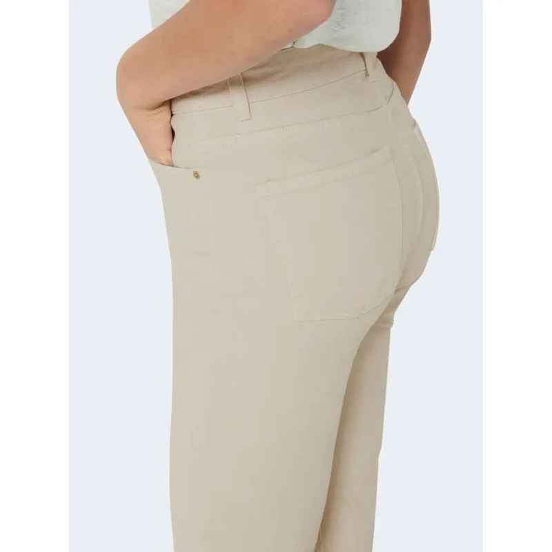 Jeans beige à poches pour femmes