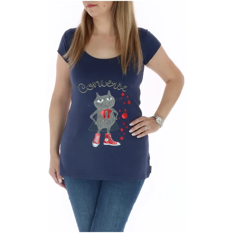 Converse Women's Blue Print Short Sleeve T-Shirt
