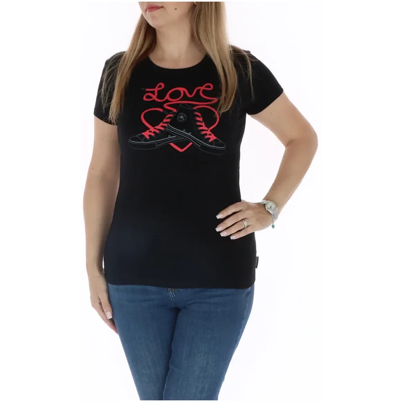 Converse T-Shirt noir à col rond pour femme 100% coton