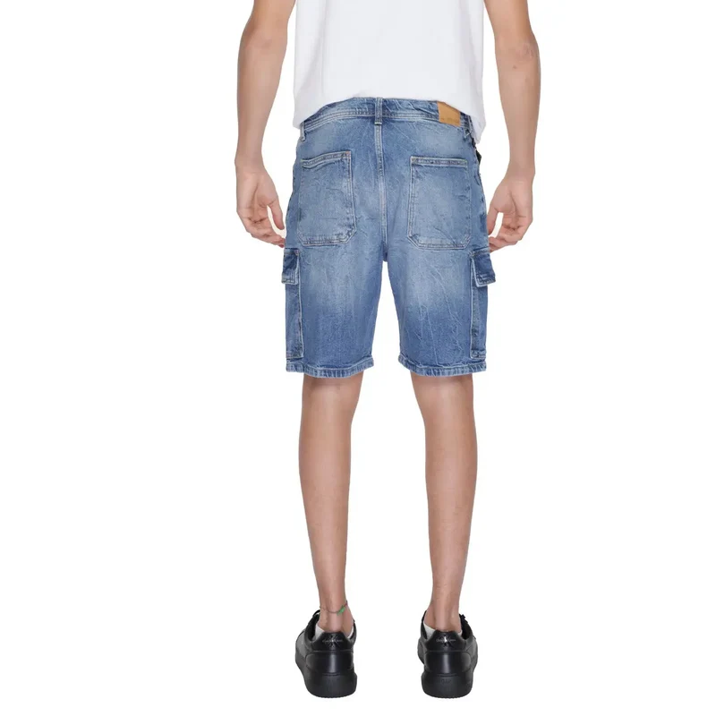 Antony Morato Short bleu à effet usé pour hommes