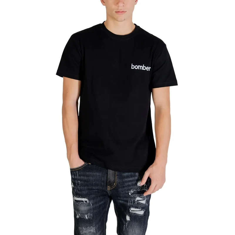 Hydra Clothing T-Shirt noir en coton avec logo Bomber pour hommes