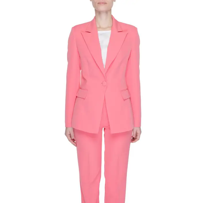 Silence Women Coral Blazer with Lapel Collar and Front Pockets (Blazer corail pour femmes avec col à revers et poches avant)