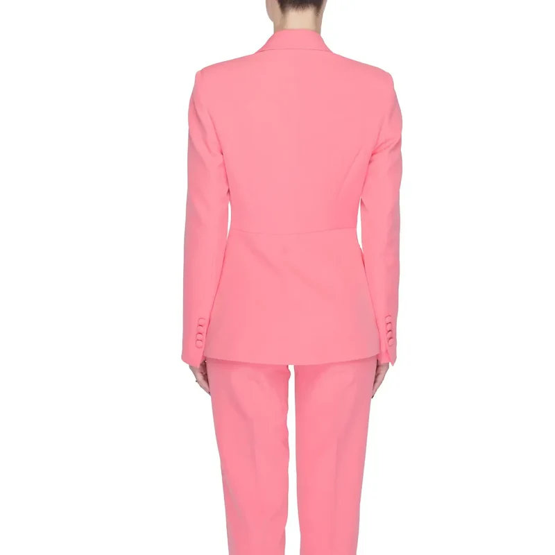 Silence Women Coral Blazer with Lapel Collar and Front Pockets (Blazer corail pour femmes avec col à revers et poches avant)