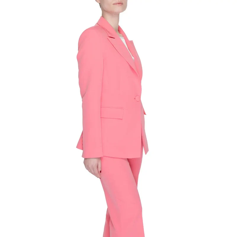 Silence Women Coral Blazer with Lapel Collar and Front Pockets (Blazer corail pour femmes avec col à revers et poches avant)