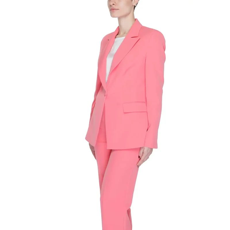Silence Women Coral Blazer with Lapel Collar and Front Pockets (Blazer corail pour femmes avec col à revers et poches avant)