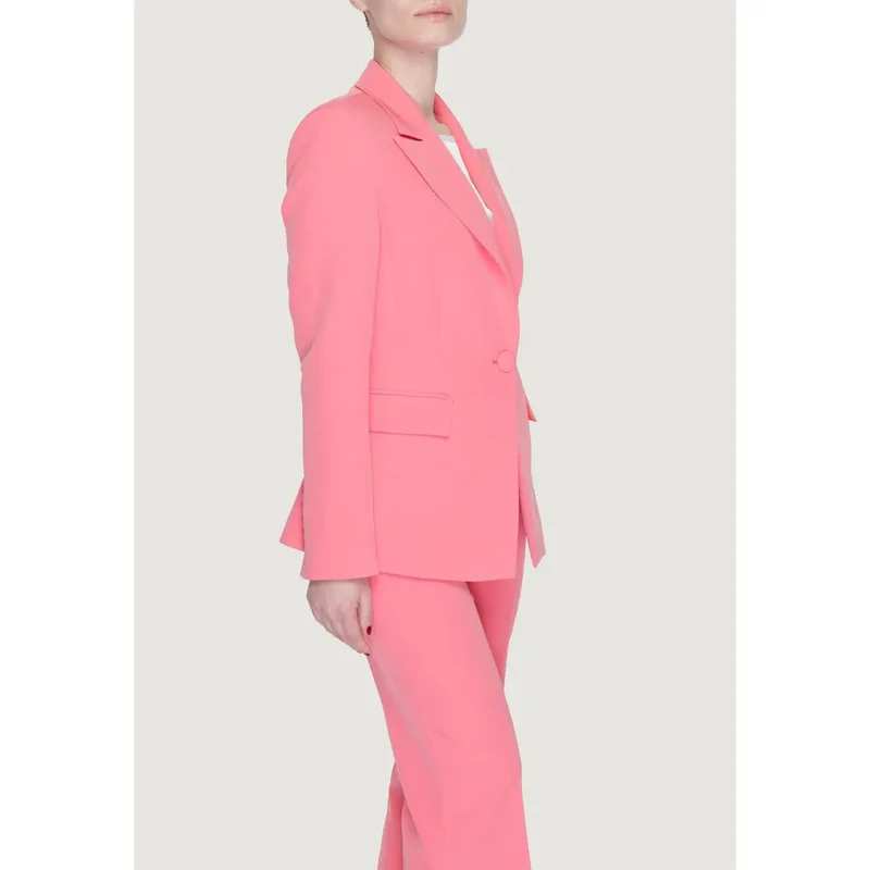 Silence Women Coral Blazer with Lapel Collar and Front Pockets (Blazer corail pour femmes avec col à revers et poches avant)