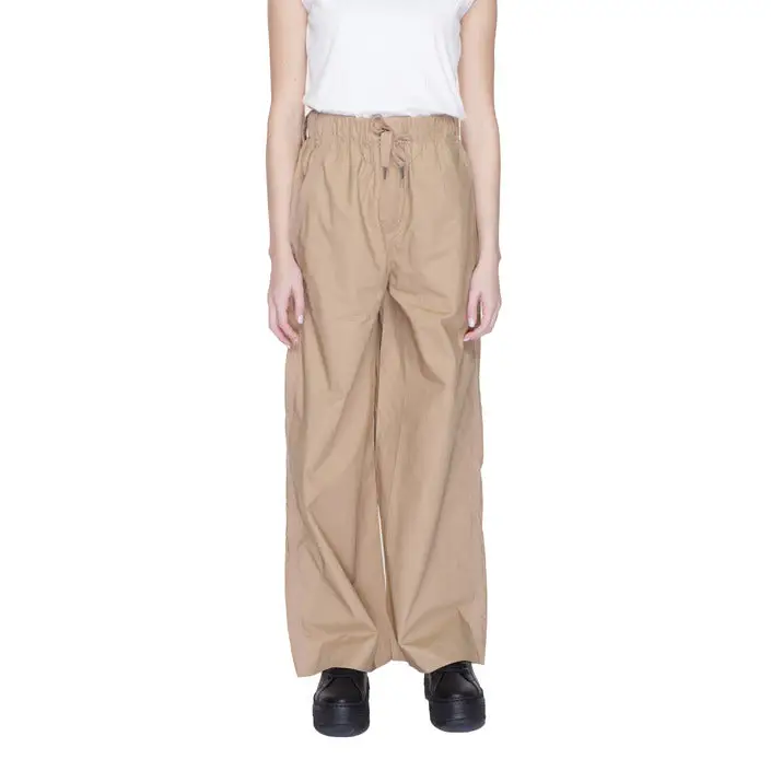 Blauer Pantalon en coton beige pour femmes