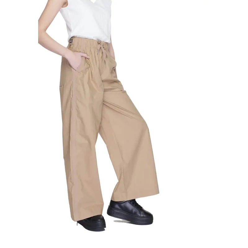 Blauer Pantalon en coton beige pour femmes