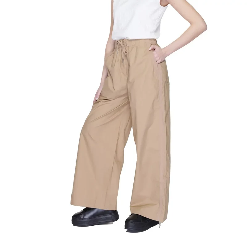 Blauer Pantalon en coton beige pour femmes